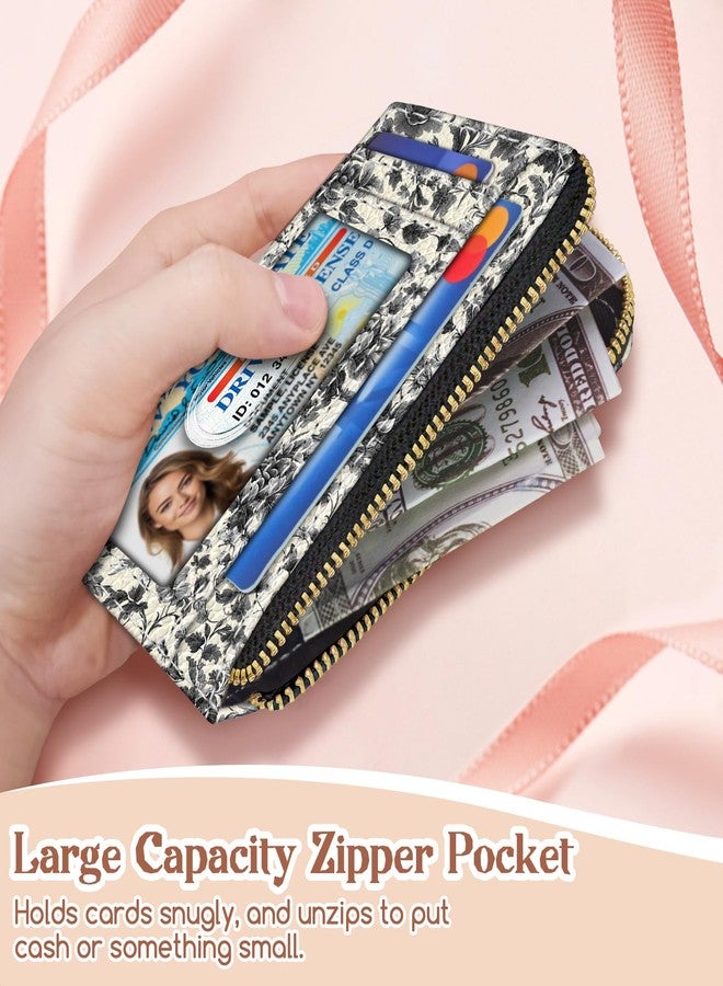 GIANCOMICS Slim Wallet Credit Card Holder Women, Rfid Blocking Small Card Case, Keychain Thin Pocket Curved Zipper Wallet, Travel Card Holder PU Leather ID Window, Ladies Female Gifts, Goth Bat, - Image 3