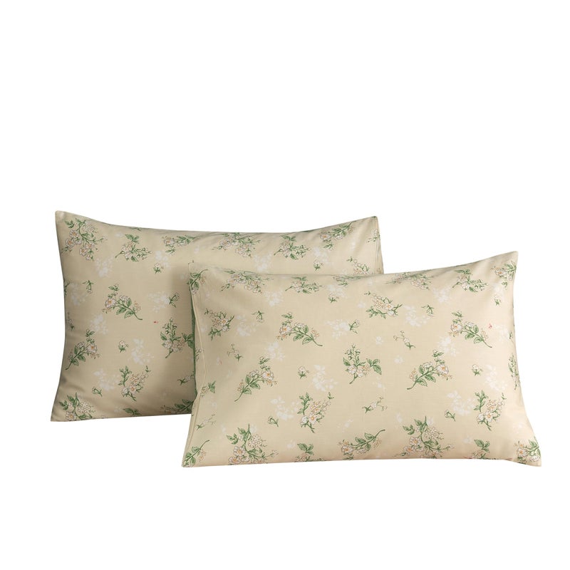 ECOCOTT 2 Pack Pillowcase Queen Size, Green Floral Pillow Cases Set - 100% Cotton Pillow Covers with Envelope Closure (Queen, 20"x30") - Image 1