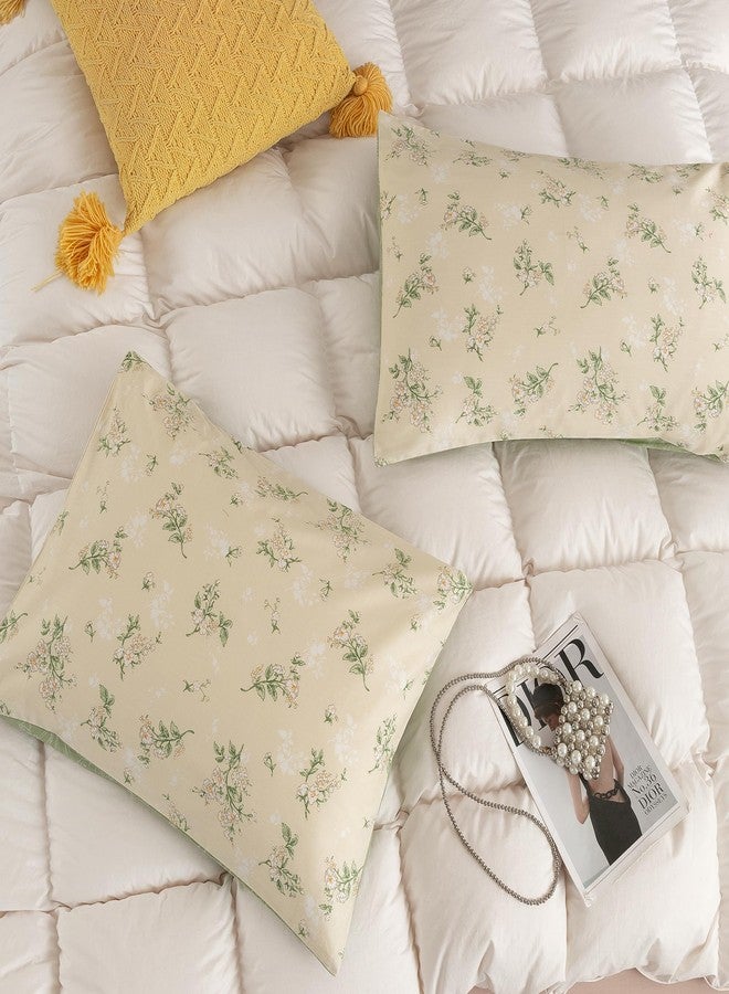 ECOCOTT 2 Pack Pillowcase Queen Size, Green Floral Pillow Cases Set - 100% Cotton Pillow Covers with Envelope Closure (Queen, 20"x30") - Image 4