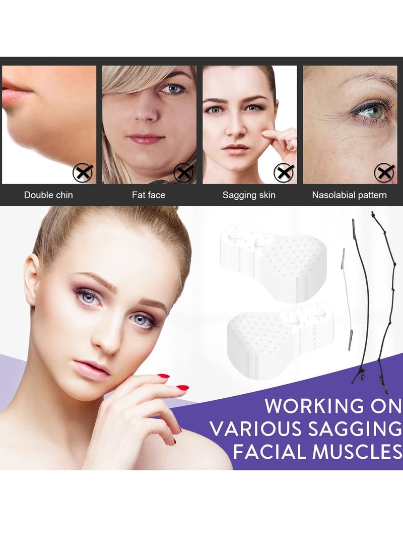 Y&D Facial Lifting Tape, Invisible Waterproof Skin Tightening Beauty Tools 40 Pieces of Tape and Wrinkle Patches with 3 Elastic Bands Female V line  - Image 3