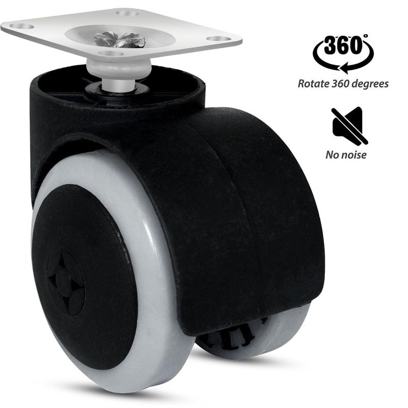 Caneuf 360 Roation Plate Casters 4 Swivel Castor Wheels 50mm for Furniture Table Trolley Moving Caster Wheels Heavy Duty Swivel Wheels For Furniture 50 mm Black - Image 2