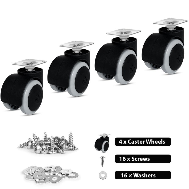 Caneuf 360 Roation Plate Casters 4 Swivel Castor Wheels 50mm for Furniture Table Trolley Moving Caster Wheels Heavy Duty Swivel Wheels For Furniture 50 mm Black - Image 4