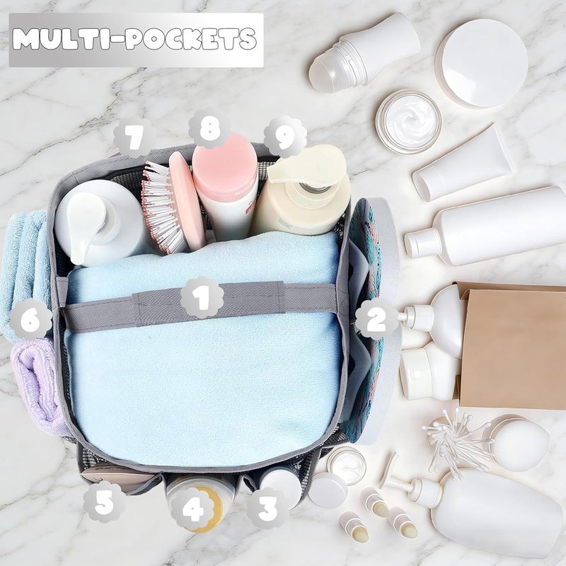 Attmu Mesh Shower Caddy Portable for College Dorm Room Essentials with 8 Pockets, Hanging Shower Caddy Dorm Basket, Quick Dry Shower Bag for Bathroom - Image 4
