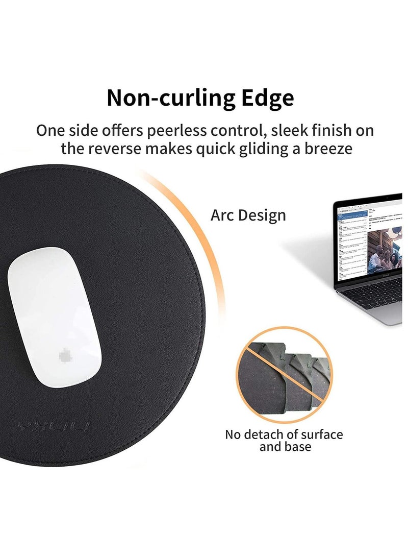 Y&D Mouse Pad Double-Sided Pads Small Round PU Leather Mat with Stitched Edge Waterproof for Wireless Computer Office Home Gaming Working  - Image 2