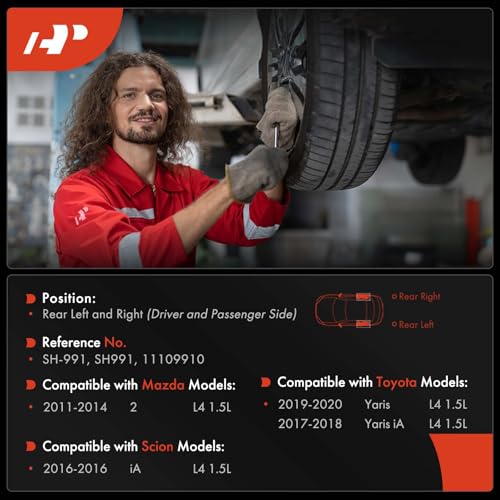 A-Premium Rear Brake Shoes Set Compatible with Toyota Yaris 2019-2020, Yaris iA 2017-2018 & Mazda 2 2011-2014 & Scion iA 2016, 1.5L, 2-PC - Image 2