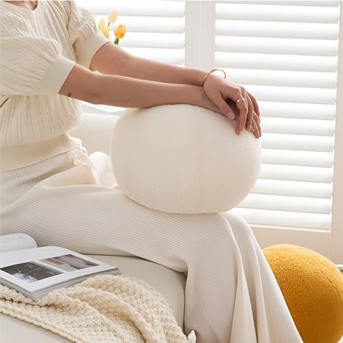 Gerlisay 11.8 inch Ball Pillow Nordic Round Throw Pillows Boucle Ball Pillow Sphere Shaped Pillow Round Decorative Pillow for Couch, Sofa, Bedroom (Cream White, 11.8 inch) - Image 4