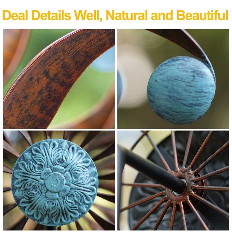 LimeHill Wind Spinners Outdoor â€“ Metal Large Wind Spinners for Yard and Garden, Kinetic Wind Sculptures & Spinners with Stake, Perfect Gift for Family (24" W x 84" H) - Image 3