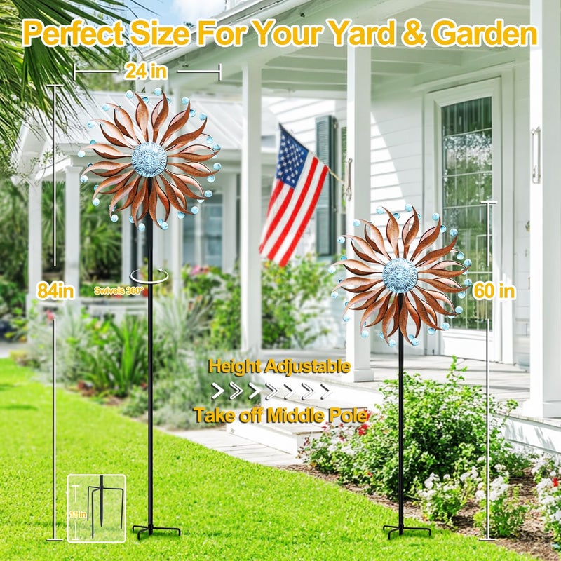 LimeHill Wind Spinners Outdoor â€“ Metal Large Wind Spinners for Yard and Garden, Kinetic Wind Sculptures & Spinners with Stake, Perfect Gift for Family (24" W x 84" H) - Image 4