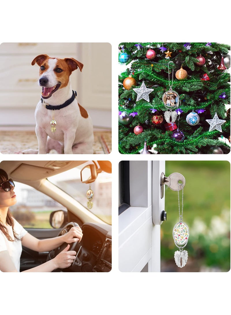 SYOSI Sublimation Blanks Keychains, 3pcs Keychains Tag Bulk with 7 Inch Heat Transfer Aluminum Sheet, Wings Tassels Round Rings for Photo DIY Art Craft Key Chains  - Image 2