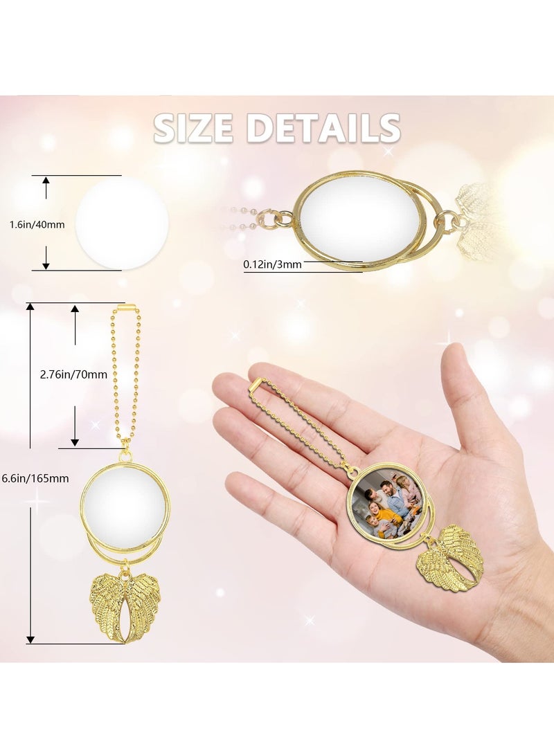 SYOSI Sublimation Blanks Keychains, 3pcs Keychains Tag Bulk with 7 Inch Heat Transfer Aluminum Sheet, Wings Tassels Round Rings for Photo DIY Art Craft Key Chains  - Image 4