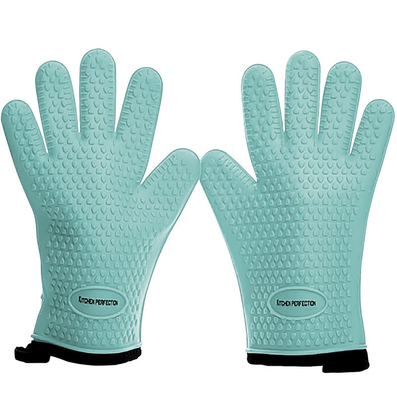 KITCHEN PERFECTION Silicone Smoker Oven Gloves Extreme Heat Resistant BBQ Gloves Handle Hot Food Right on Your Smoker Grill Fryer PitWaterproof Oven Mitts Grill Gloves Superior Value Set3 Bonuses