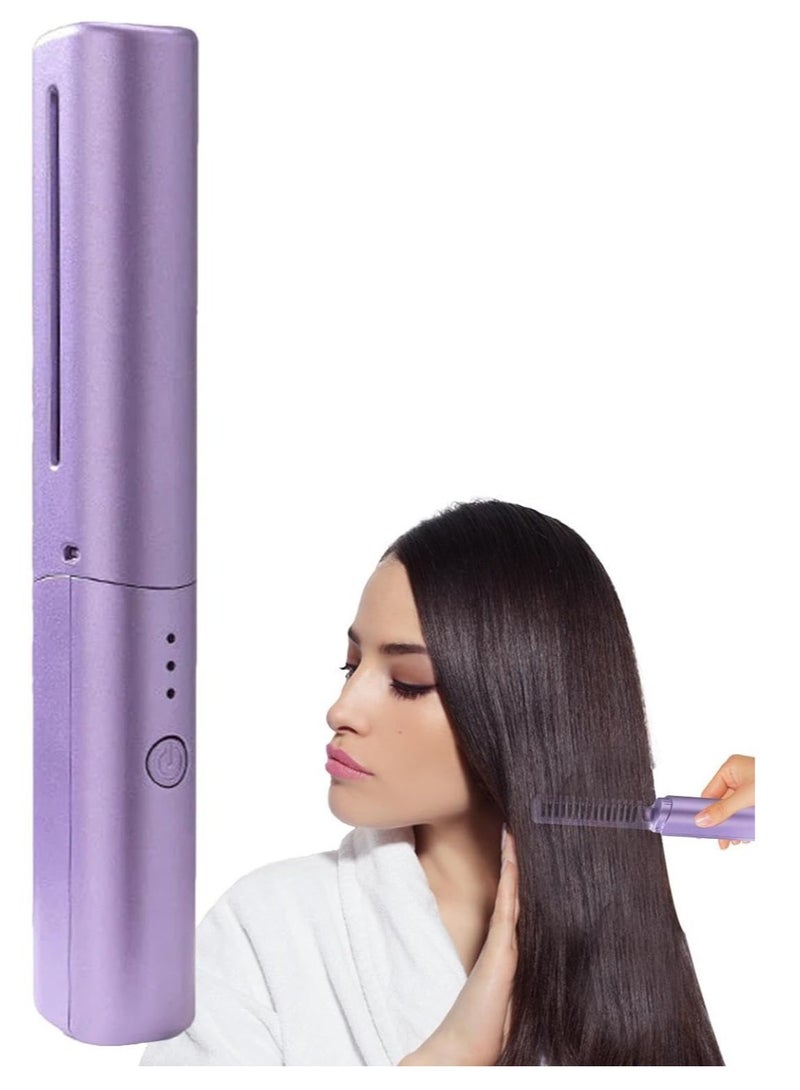 ELTRAZONE Ergonomic for Easy Wireless Mini Hair Straightener All Hair Types Ceramics Rechargeable Mini Hair Straightener Easy, Purple - Image 1