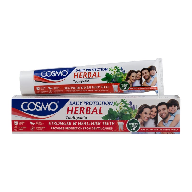 COSMO Daily Protection Herbal Toothpaste Gentle Herbal Care for Strong Teeth & Healthy Gums, Every Day Natural Herbal Formula for All-Day Cavity Defense, Gum Care & Fresh Breath 100g - Image 2