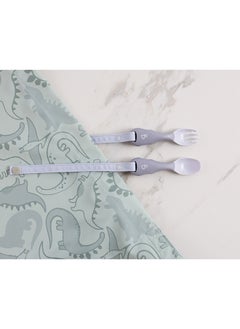 bibado Handi Toddler Cutlery Set, Food Safe Baby Cutlery, Toddler Fork And Spoon Set, Toddler Eating Utensils For Babies 6 Months And Up, Also Attaches To Coverall Bib - Mist  - Image 4