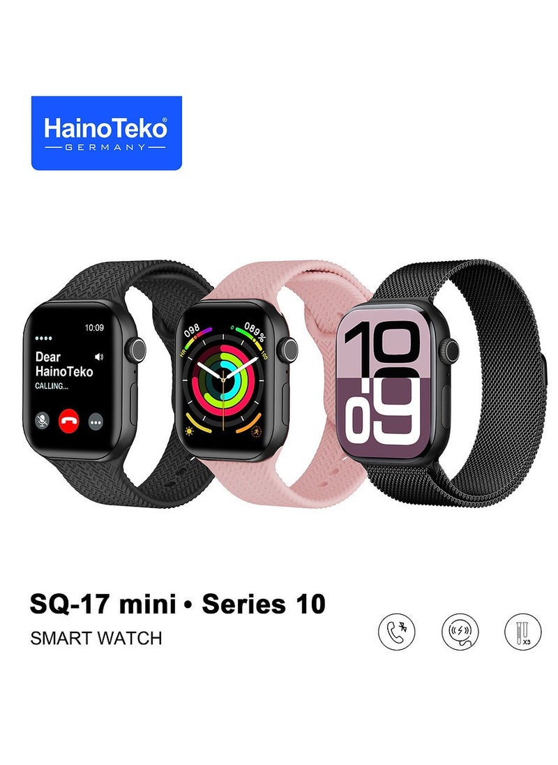 Haino Teko HainoTeko SQ-17 Mini Smart Watch AMOLED Display with 3 Interchangeable Straps Designed for Ladies Black  - Image 1