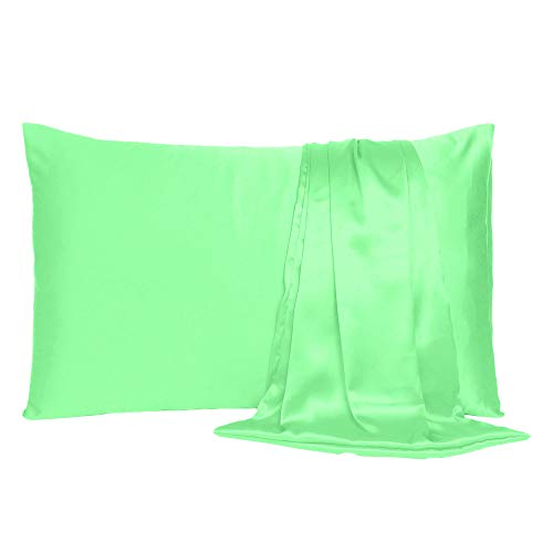 Oussum Satin Silk Pillowcase Pillow Case Covers with Envelop Closure for Hair and Skin Home Bed Decor Set of 2 Pillowcase Free 3 pcs scrunchies (Lumbar, Patina Green) - Image 3