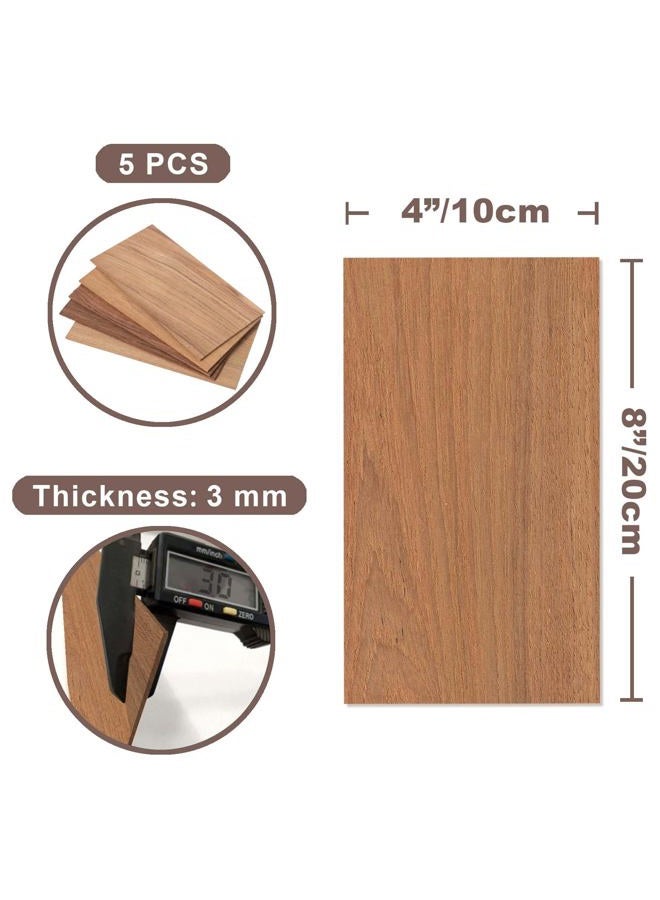 Craftiff Teak Wood Lumber 1/8 inch Thick, 4x8 inch Solid Panel Veneer Plank Board for Crafts - Pack of 5 by Craftiff - Image 2