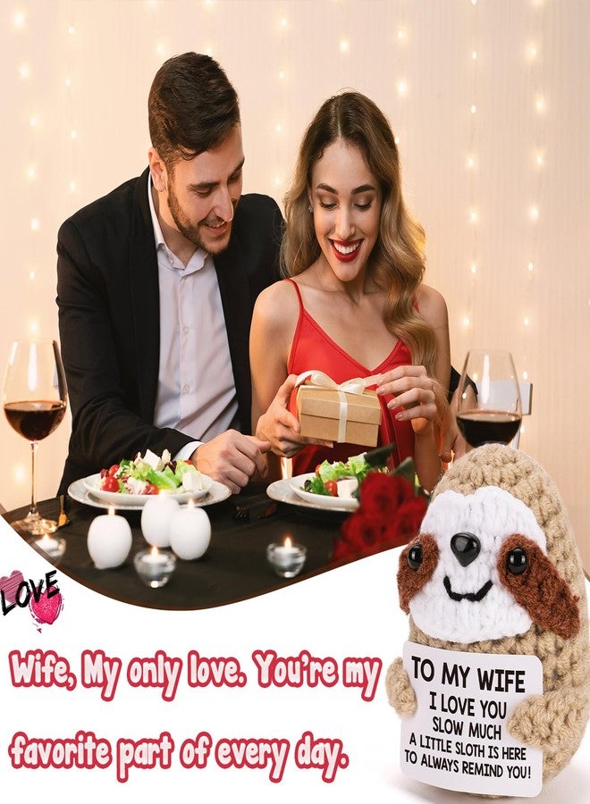 MBL هدايا MBL للزوجة في عيد ميلادها أو ذكرى زواجها - كسلان كروشيه لطيف ومضحك، هدايا رومانسية للأزواج والصديقات والأمهات والنساء في عيد الميلاد وعيد الأم، أحبكِ ببطء كثيراً - Image 4