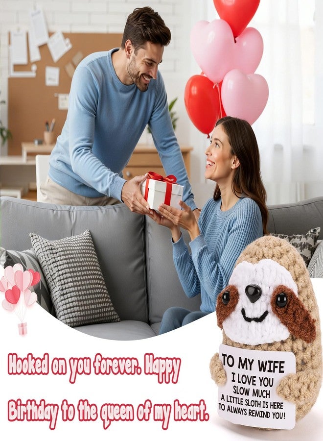 MBL هدايا MBL للزوجة في عيد ميلادها أو ذكرى زواجها - كسلان كروشيه لطيف ومضحك، هدايا رومانسية للأزواج والصديقات والأمهات والنساء في عيد الميلاد وعيد الأم، أحبكِ ببطء كثيراً - Image 5