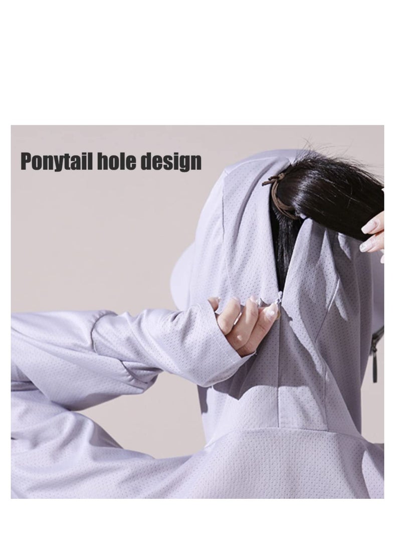 SYOSI Women's UPF 50+ Sun Protection Hoodie Jacket Lightweight Long Sleeve Sun Shirt for Women with Pocket Hiking Outdoor, Ice Silk Quick Drying Sweatshirt - Image 5
