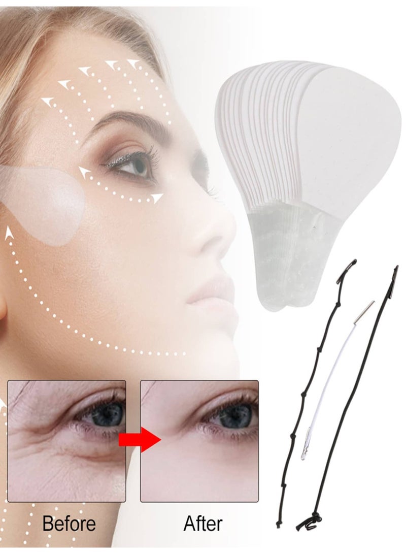 80 Pieces Face Lift Tapes Face Lifting Patch Invisible V-line Face lift Sticker Neck and Eye makeup Lift strips Waterproof Elasticity Double Chin Lift Patch with 3 Pieces Lifting Ropes for Women Girls - Image 1