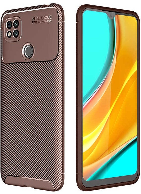 Nevarium Xiaomi Redmi 9c Case Carbon Textured Silicone - Brown 
