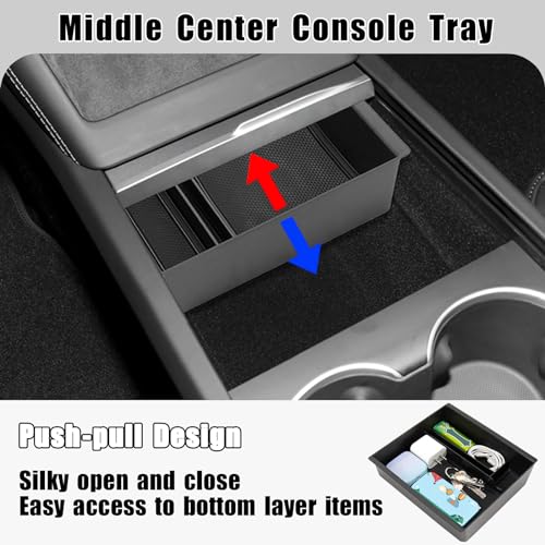 Neepiar Center Console Organizer Compatible with 2024 Tesla Model 3 Highland Armrest Storage Box and Front Hidden Cubby Drawer Tray Interior Accessories (3PCS Center Console Tray) - Image 5