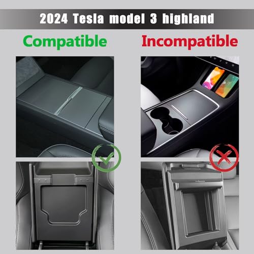 Neepiar Center Console Organizer Compatible with 2024 Tesla Model 3 Highland Armrest Storage Box and Front Hidden Cubby Drawer Tray Interior Accessories (3PCS Center Console Tray) - Image 2