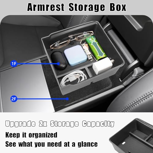 Neepiar Center Console Organizer Compatible with 2024 Tesla Model 3 Highland Armrest Storage Box and Front Hidden Cubby Drawer Tray Interior Accessories (3PCS Center Console Tray) - Image 4