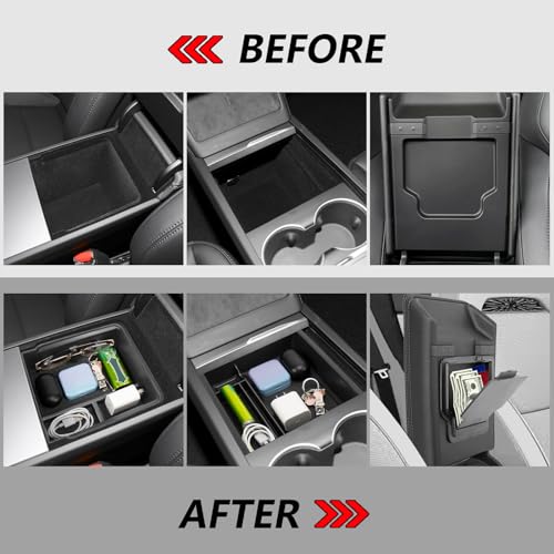 Neepiar Center Console Organizer Compatible with 2024 Tesla Model 3 Highland Armrest Storage Box and Front Hidden Cubby Drawer Tray Interior Accessories (3PCS Center Console Tray) - Image 3