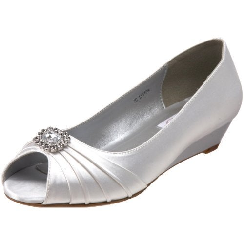 Dyeables Women's Anette Low-Heel Wedge, White, 5.5 M US - Image 1