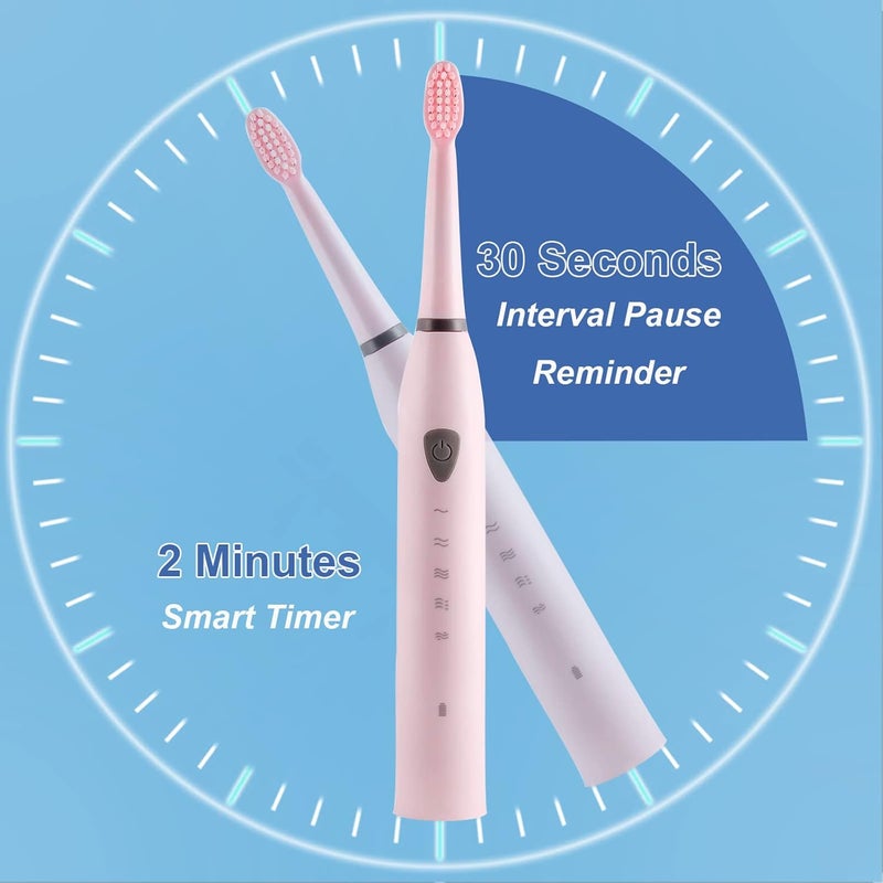 FEMBW Rechargeable Electric Sonic Toothbrush for Adults Teens with 5 Modes 2 Mins Timer and 4 Duponts Toothbrush Heads 4 Hours Charge Last 30 Days - Image 4