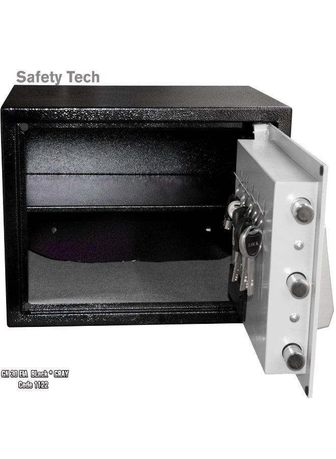 Safety Tech Digital Home Safe - Equipped with a Digital Lock System + Security Lock with 2 Emergency Keys. Size: 38 x 30 x 30 cm. Suitable for storing cash, important papers, and jewelry. Gray - Image 4