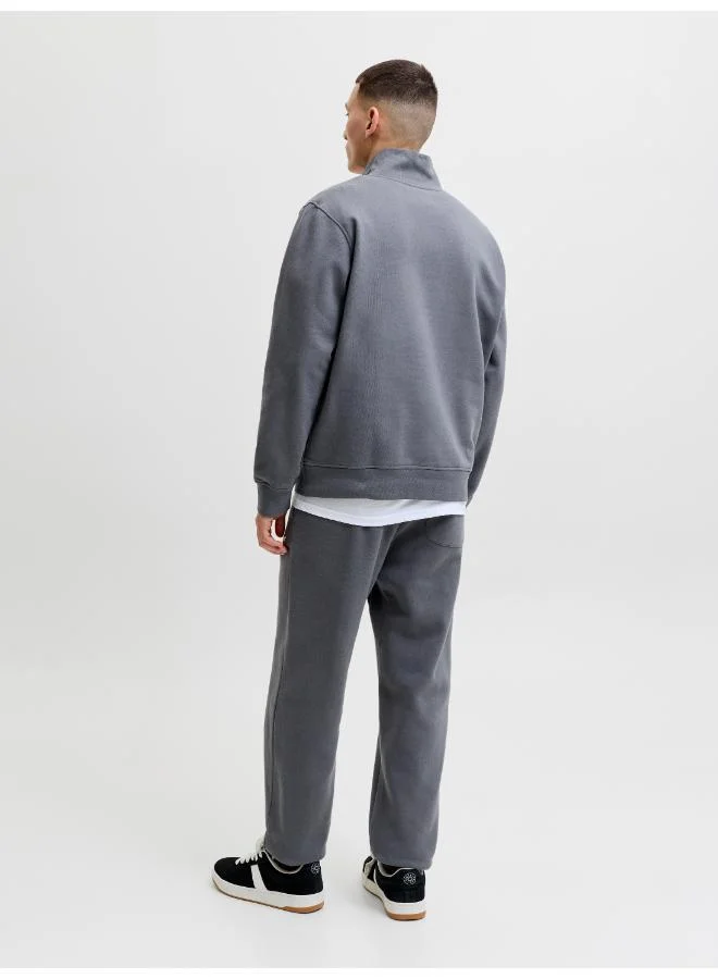 JACK & JONES Solid Zip Regular Fit Sweatshirt