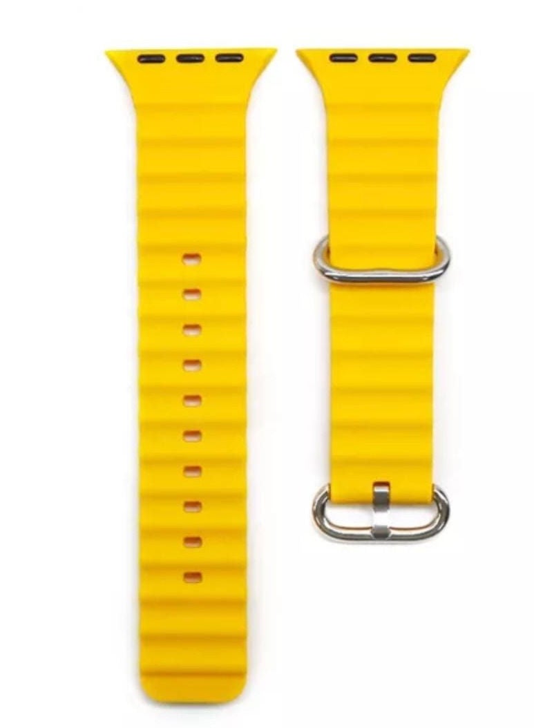 سوار مطاطي الشكل الجديد لساعة ابل لون أصفر مقاس 45mm - Image 2