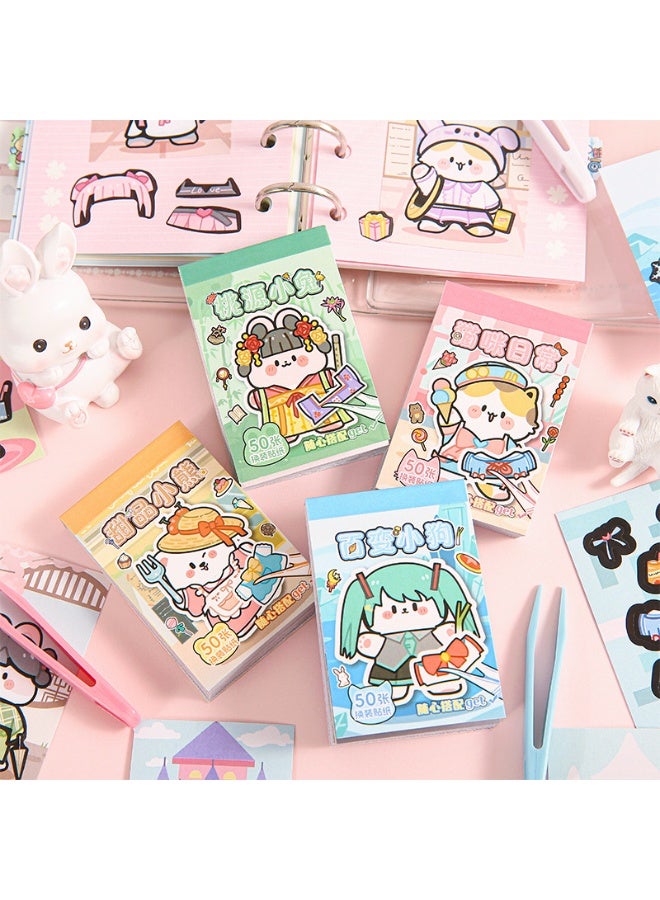 4 Interactive Cartoon Whistle 2-in-1 Sticker Book - White and Colors, Coloring and Dress-Up with Precision Tweezers - 32 Pieces - Image 2