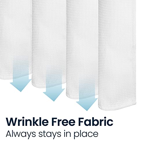 LiBa ستارة دش بيضاء من قماش وايفل ليبا، 72 عرض × 72 ارتفاع مقاومة للماء وثقيلة، جودة فندقية ومجموعة ستائر دش من الكتان للحمام - Image 3