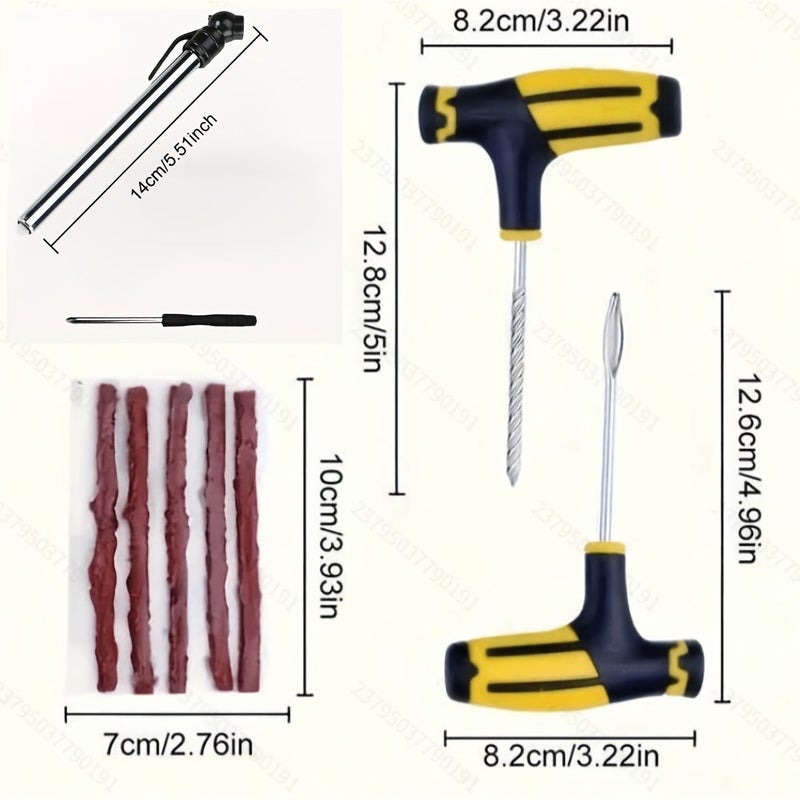 Universal Emergency Tire Repair Kit Upgraded Reinforced Version Complete Car Motorcycle Maintenance Set With Pressure Pen Repair Strips Nails Screwdriver And Tools 365Pcs Gifts - Image 2