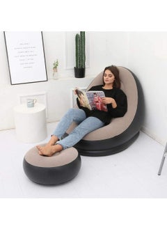 FOSCADIT Foscadit Inflatable Ultra Lounge Chair Blow Up Chaise Lounge with Ottoman Air Lazy Sofa Set Indoor Outdoor Portable BlowUp Seat for Lounge or Living Room with Manual air Pump  - Image 1