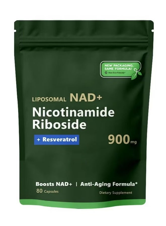 NAD High Purity NAD+ Supplement with Nicotinamide Riboside & Resveratrol for Energy, Vitality, Anti-Aging, Focus & DNA Repair – 80 Vegan Capsules with Liposomal Delivery for Maximum Absorption - Image 1