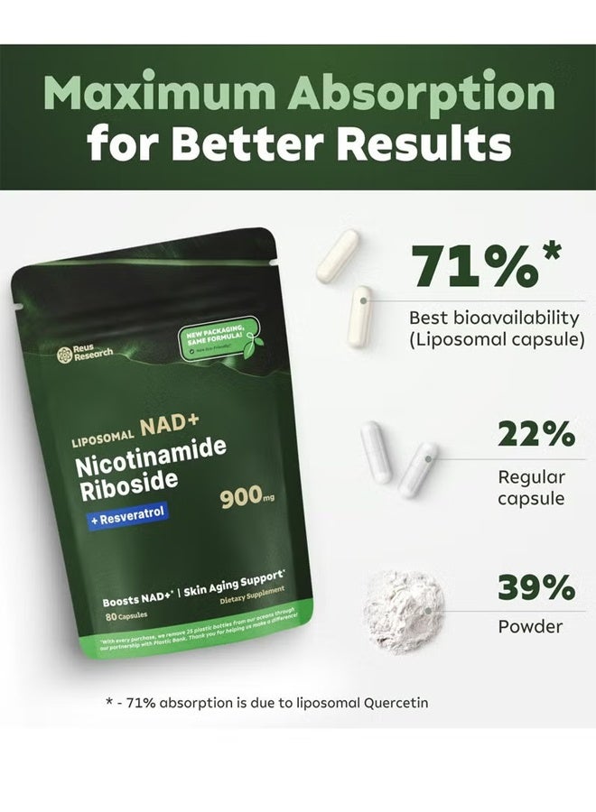 NAD High Purity NAD+ Supplement with Nicotinamide Riboside & Resveratrol for Energy, Vitality, Anti-Aging, Focus & DNA Repair – 80 Vegan Capsules with Liposomal Delivery for Maximum Absorption - Image 3