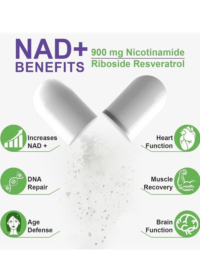 NAD High Purity NAD+ Supplement with Nicotinamide Riboside & Resveratrol for Energy, Vitality, Anti-Aging, Focus & DNA Repair – 80 Vegan Capsules with Liposomal Delivery for Maximum Absorption - Image 5