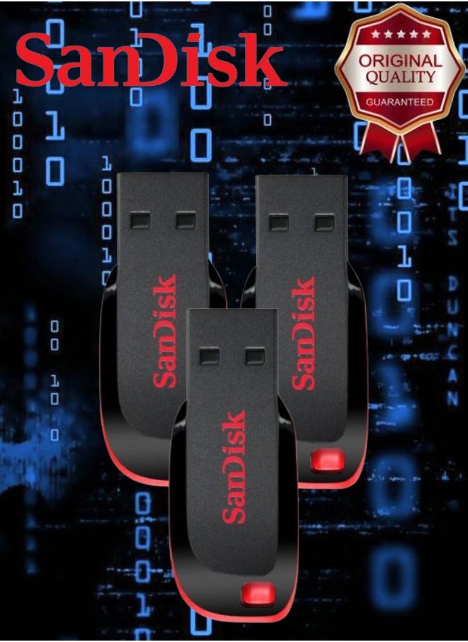 Sandisk 3 Pieces Sandisk Cruzer Blade USB 2.0 Flash Drive 16 GB  - Image 1