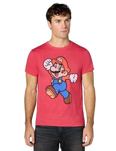 Nintendo Men's Super Pose T-Shirt, Large, Red Heather - Image 1