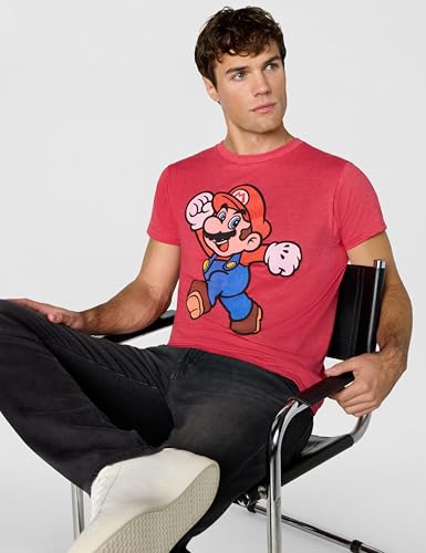 Nintendo Men's Super Pose T-Shirt, Large, Red Heather - Image 2