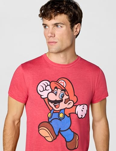 Nintendo Men's Super Pose T-Shirt, Large, Red Heather - Image 4