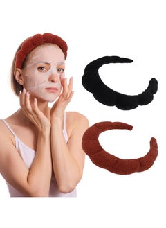 2 Pcs Puffy Spa Headband For Women Sponge Headbands For Girls Terry Towel Cloth Fabric Head Band For Face Washing Skincare Makeup Removal Facial Mask Shower Hair Accessories