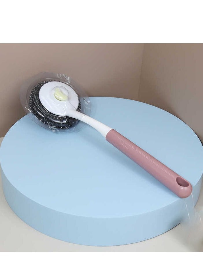 Home Care Stainless wire tableware cleaning brush long handle pot kitchen cleaning brush Assorted Color  - Image 2