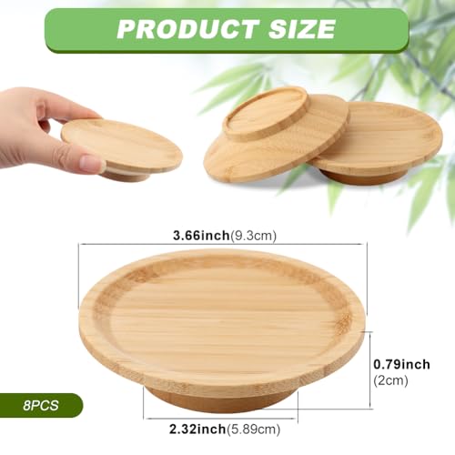 Ranjaner 8 Pcs 3.66" Wine Glass Charcuterie Topper, Round Bamboo Mini Charcuterie Boards, Wine Glass Covers Dual Use Cups Topper Appetizer Plates for Family Gatherings, Restaurants - Image 2