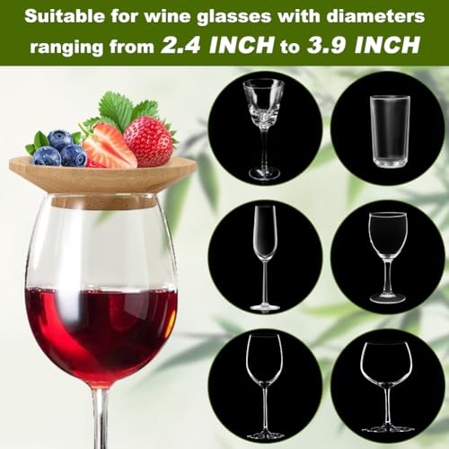 Ranjaner 8 Pcs 3.66" Wine Glass Charcuterie Topper, Round Bamboo Mini Charcuterie Boards, Wine Glass Covers Dual Use Cups Topper Appetizer Plates for Family Gatherings, Restaurants - Image 5